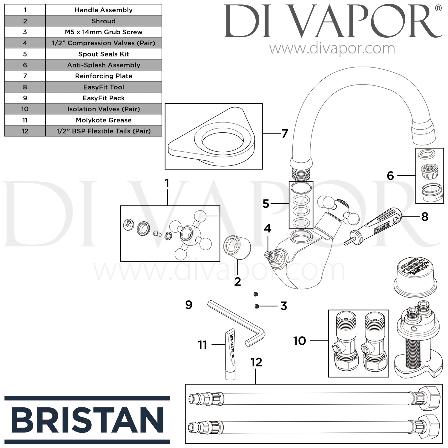 Bristan RG SNK EF C Regency Sink Mixer Tap Spare Parts
